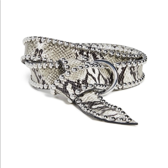 B-Low the Belt - Mia Moto Python snakeskin O/S wrap belt (silver/white) - Picture 3 of 6